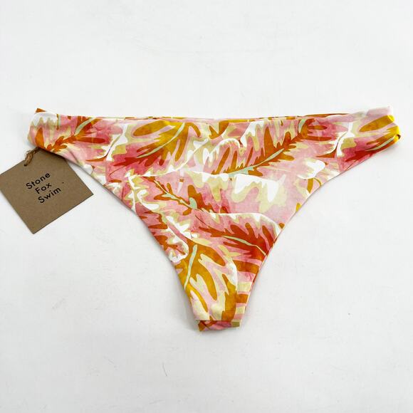 NWT Revolve x Stone Fox Swim Multicolor Leaf Hot Tropix Bikini Bottom Swim XL - Picture 3 of 4